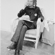 JUDY LINN, Laundrobag(Patti as Bob Dylan),1970, silver gelatine print