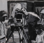 On The Set Of Pasolini, gouache on paper mounted on canvas, 24x30cm, 2010 n.a.
