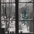  Atelierfenster über Weinsberg Park Berlin, gouache on canvas, 24x30cm, 2010  650€