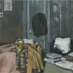 Das Zimmer des Saxophonisten in Paris, gouache on canvas, 24x30cm, 2012 650€
