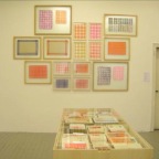 installation view with artist books