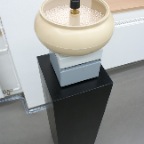 la danse or controlled flight into terrain, installation, unique pearls (1.400 gr.), silver, brass, steel, glass, synthetics, motor, approx. 33 x 28 c