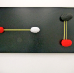 PETER LYNEN, Statics, stones on wood, acryl, 70“x37“, 2011